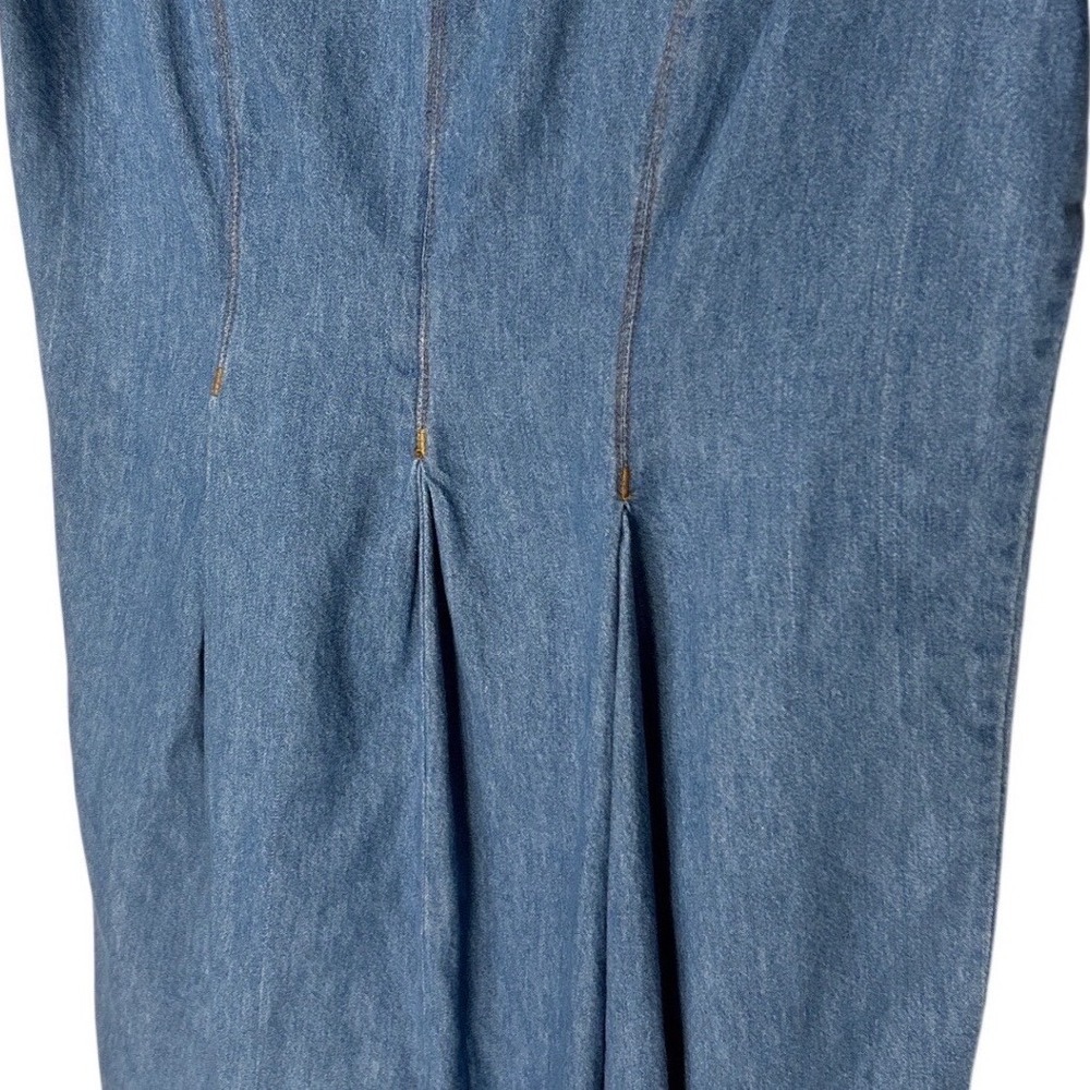 VTG Tower Hill Denim Short Sleeve Scoop Neck Pleated One Piece Romper Size 10 - Picture 5 of 11